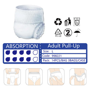 NuAgedCare Pull-up Pants, Large, 8D, Day and Night, 1950ml, 14pcs/bag 3bags/case, Low as $1.28 per piece, 998221 & 998221B