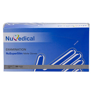 NuSuperSlim Cobalt Blue Powder Free Nitrile Examination Glove, 300pcs/box, Bx Size(cm): 24 L x 12.5 W x 8.5 H, 990040-990043
